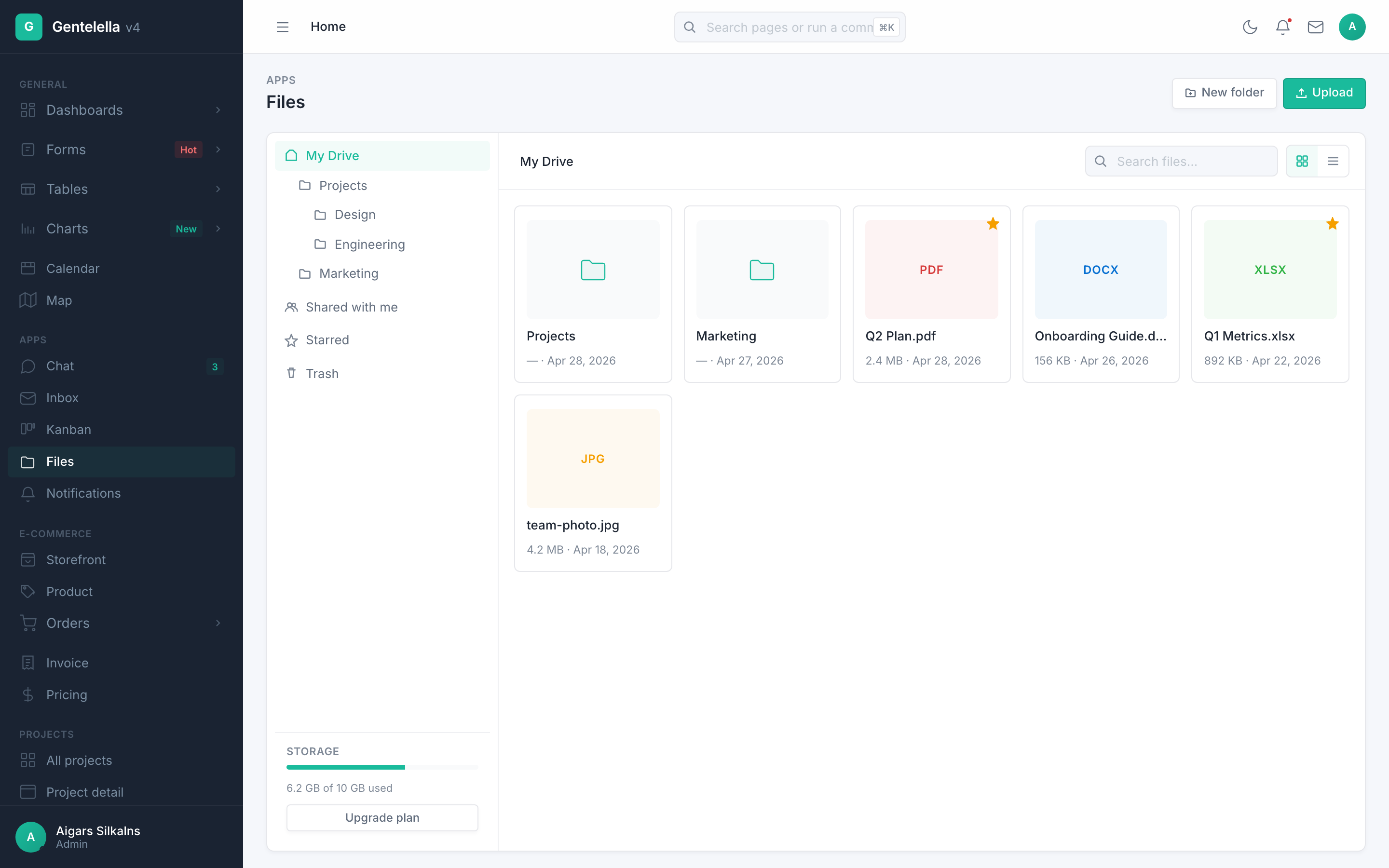 Gentelella File manager page