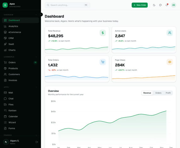 Apex premium dashboard template preview